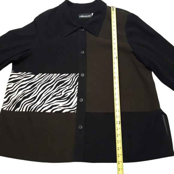 Sag Harbor Coat Womens Plus 24W Black Button Up Animal Print Lightweight - Picture 4 of 13